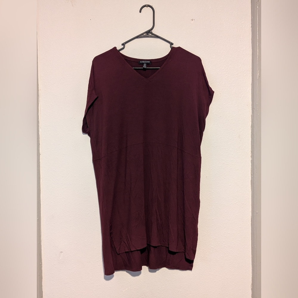 Eileen Fisher Red Relaxed Tunic Top